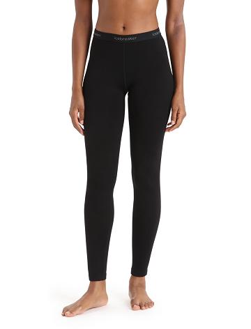 Women's Icebreaker Merino 260 Tech Thermal Leggings Base Layers Black | CA 1022ILHS